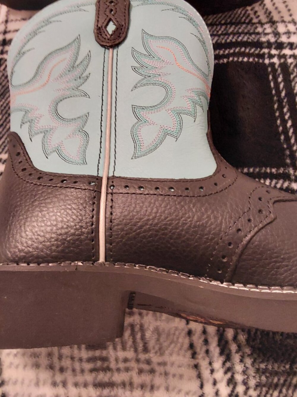 JUSTIN BOOTS GYPSY LEATHER ROUND TOE COWBOY BOOTS TURQUOISE NEW W TAGS, BEAUTY - Picture 10 of 16